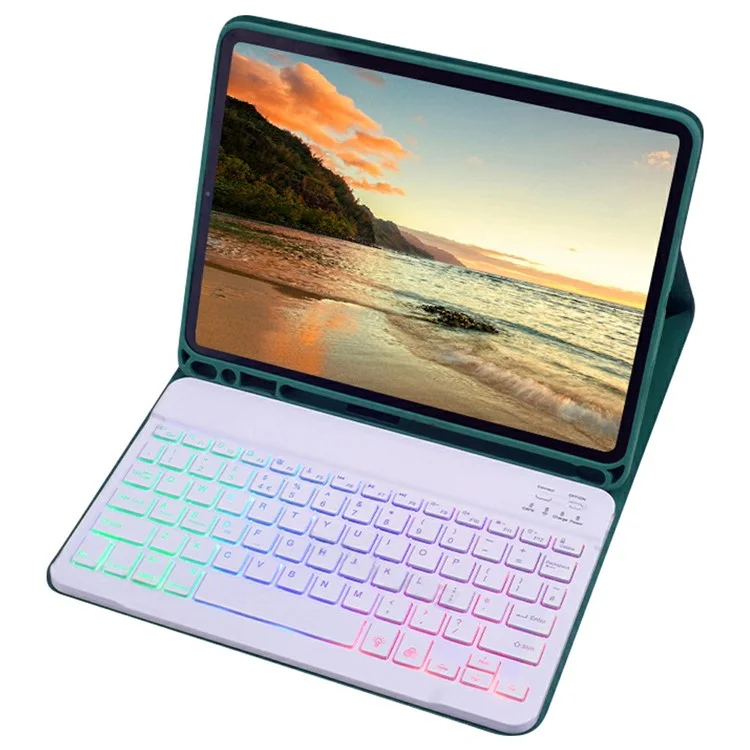 RGB-1109D Bluetooth-Compatible Keyboard for iPad Air 11 (2025) / (2024) / Air (2022) (2020) / Pro 11 (2022) (2021) (2020) (2018) - Midnight Green