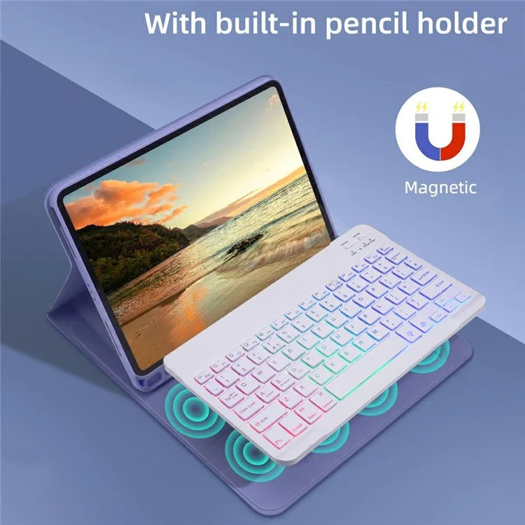 RGB-1109D Bluetooth-Compatible Keyboard for iPad Air 11 (2025) / (2024) / Air (2022) (2020) / Pro 11 (2022) (2021) (2020) (2018) - Midnight Green