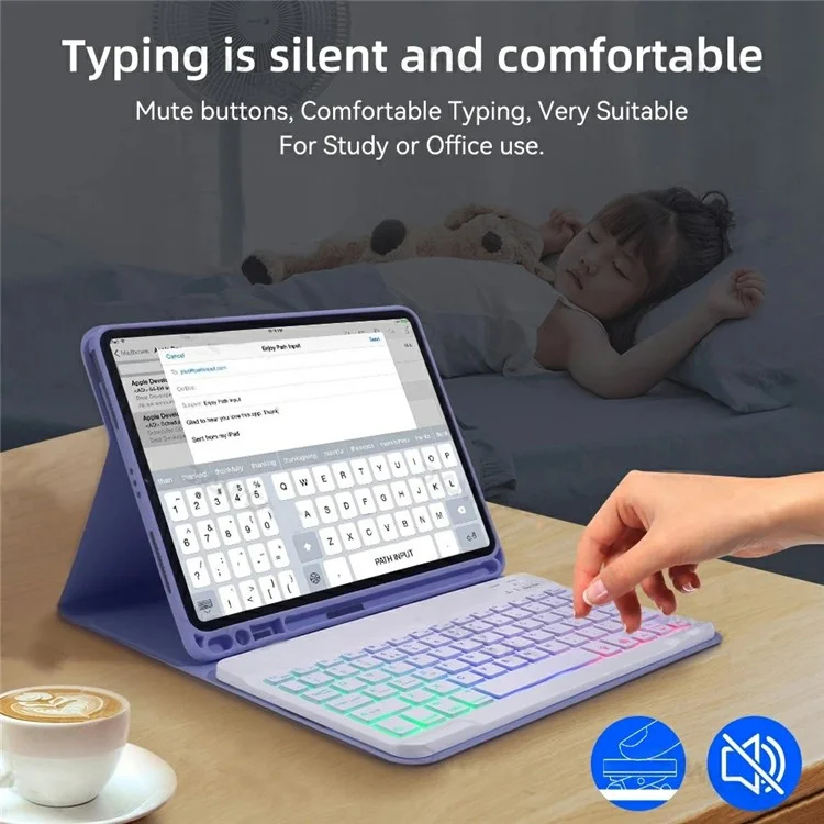 RGB-1109D Bluetooth-Compatible Keyboard for iPad Air 11 (2025) / (2024) / Air (2022) (2020) / Pro 11 (2022) (2021) (2020) (2018) - Midnight Green