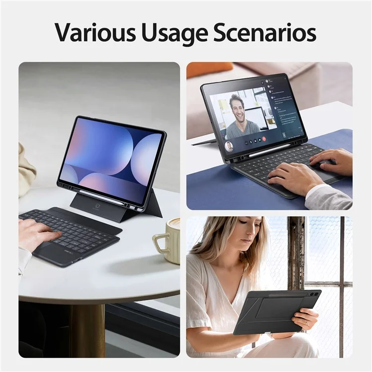 DUX DUCIS para Samsung Galaxy Tab S10 Ultra / S9 Ultra / S8 Ultra Leather Tablet Case com Teclado Magnético Destacável