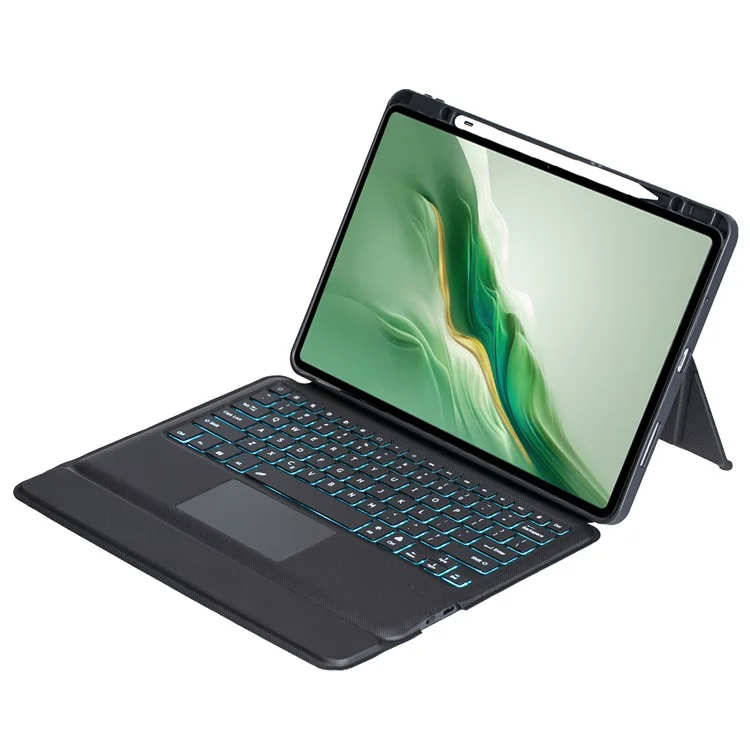 TH22-AS Para Honor MagicPad 2 12.3 Funda de Cuero con Soporte + Teclado Bluetooth Retroiluminado con Touchpad