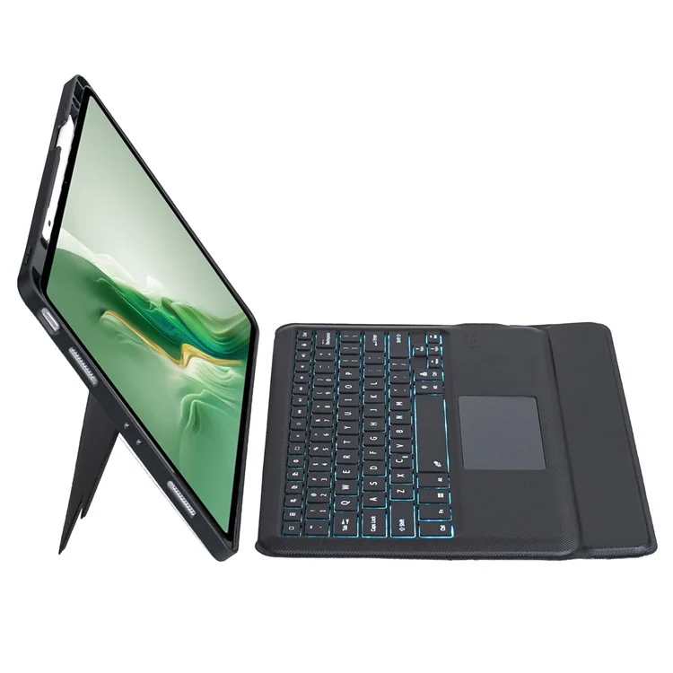 TH22-AS Para Honor MagicPad 2 12.3 Funda de Cuero con Soporte + Teclado Bluetooth Retroiluminado con Touchpad