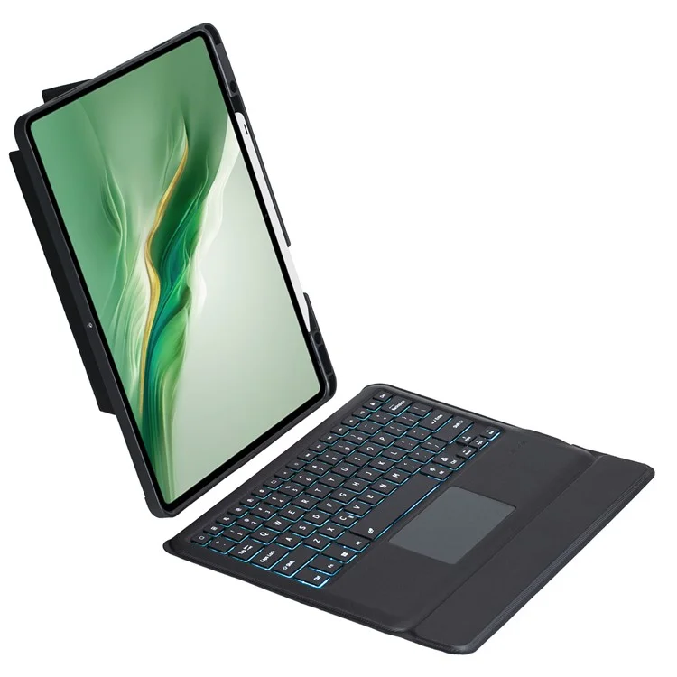 TH22-AS Para Honor MagicPad 2 12.3 Funda de Cuero con Soporte + Teclado Bluetooth Retroiluminado con Touchpad