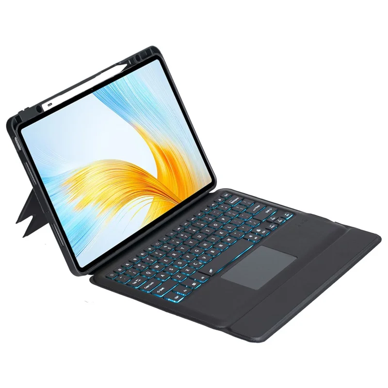 TH16-AS For Honor MagicPad 13 Leather Stand Cover + Backlit Touchpad Bluetooth-compatible Keyboard
