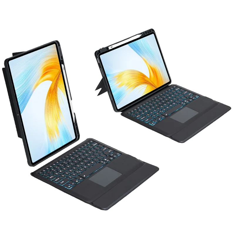 TH16-AS For Honor MagicPad 13 Leather Stand Cover + Backlit Touchpad Bluetooth-compatible Keyboard