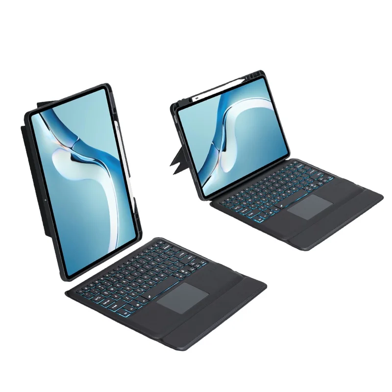 TH126-AS For Huawei MatePad Pro 12.6 (2024) / (2021) Leather Stand Cover + Backlit Touchpad Bluetooth-compatible Keyboard