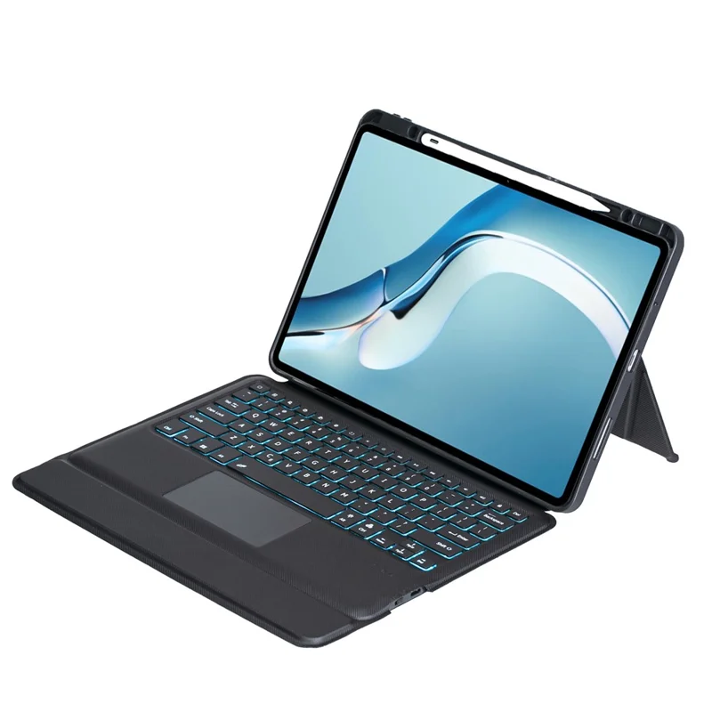 TH126-AS For Huawei MatePad Pro 12.6 (2024) / (2021) Leather Stand Cover + Backlit Touchpad Bluetooth-compatible Keyboard