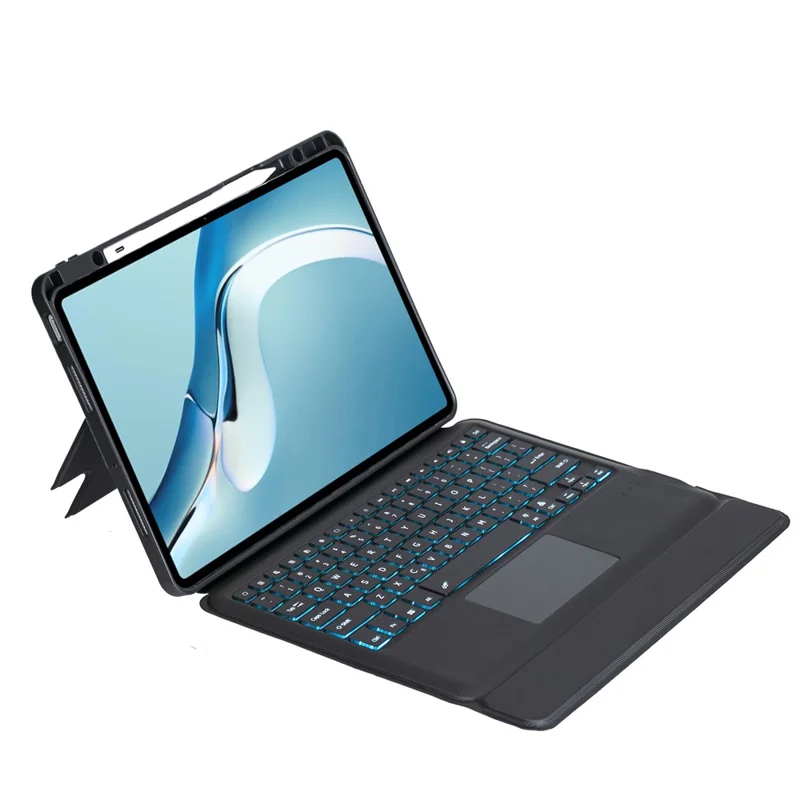 TH126-AS For Huawei MatePad Pro 12.6 (2024) / (2021) Leather Stand Cover + Backlit Touchpad Bluetooth-compatible Keyboard