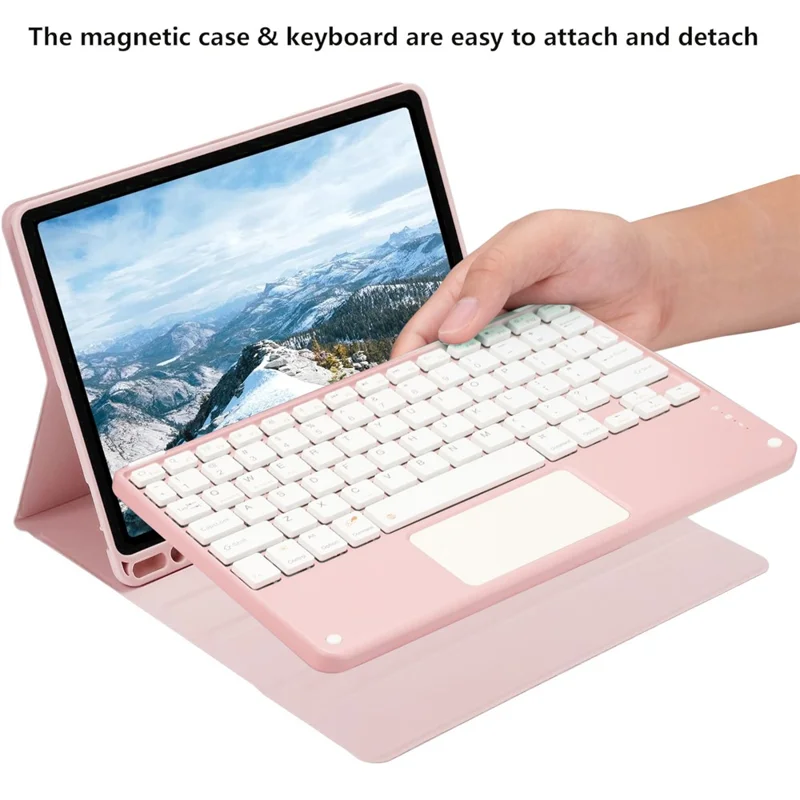 Keyboard Case for iPad 9.7-inch (2018) / (2017) / iPad Pro 9.7 inch (2016) / iPad Air 2 / Air (2013) X7 Bluetooth-compatible Keyboard + Leather Cover - Pink