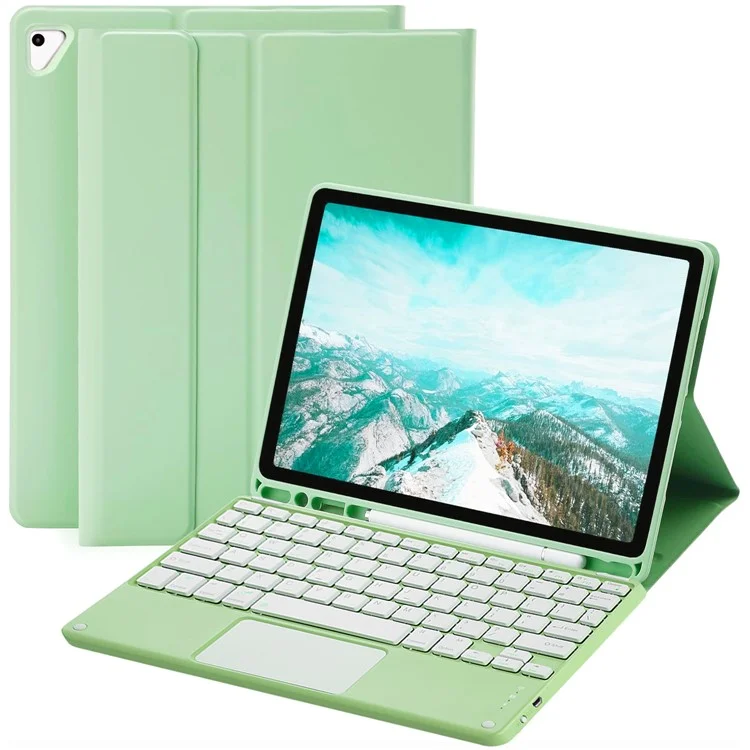 Keyboard Case for iPad 9.7-inch (2018) / (2017) / iPad Pro 9.7 inch (2016) / iPad Air 2 / Air (2013) X7 Bluetooth-compatible Keyboard + Leather Cover - Matcha Green