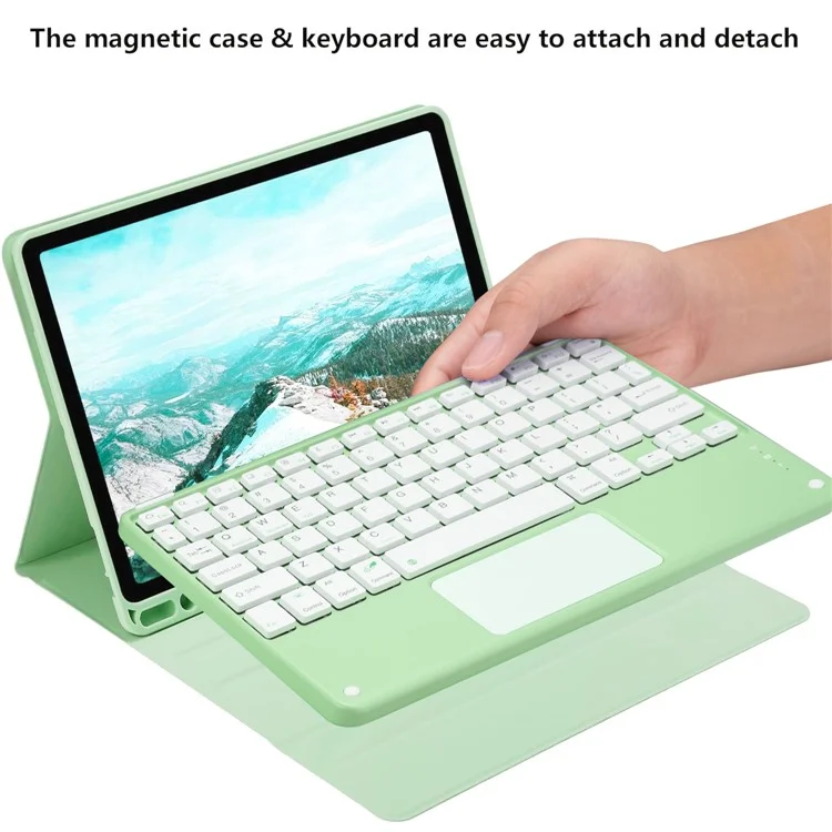 Keyboard Case for iPad 9.7-inch (2018) / (2017) / iPad Pro 9.7 inch (2016) / iPad Air 2 / Air (2013) X7 Bluetooth-compatible Keyboard + Leather Cover - Matcha Green
