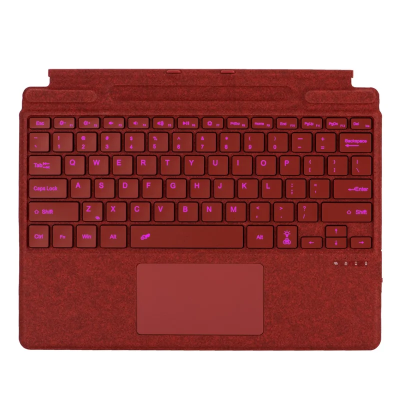 2089D Colorful Backlight Bluetooth-compatible Keyboard for Microsoft Surface Pro 11  /  10  /  9  /  8  /  X - Red