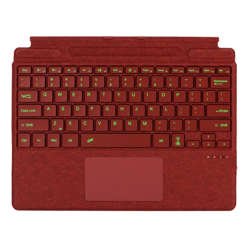 2089D Colorful Backlight Bluetooth-compatible Keyboard for Microsoft Surface Pro 11  /  10  /  9  /  8  /  X - Red