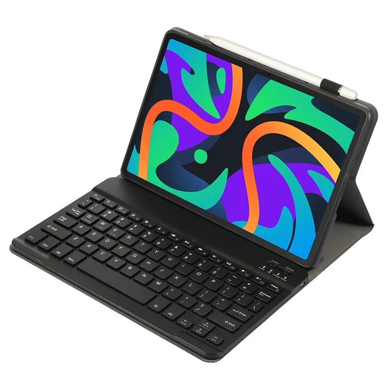 AM25 For Lenovo Xiaoxin Pad 11 2024 Leather+TPU Tablet Cover with Bluetooth-compatible Keyboard - Black
