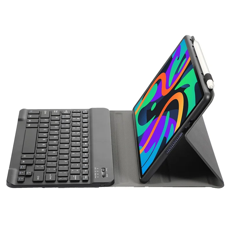 AM25 For Lenovo Xiaoxin Pad 11 2024 Leather+TPU Tablet Cover with Bluetooth-compatible Keyboard - Black