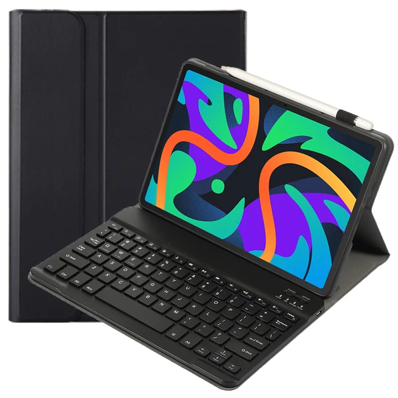 AM25 For Lenovo Xiaoxin Pad 11 2024 Leather+TPU Tablet Cover with Bluetooth-compatible Keyboard - Black