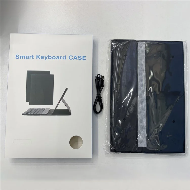 AM25-AS For Lenovo Xiaoxin Pad 11 2024 Leather Tablet Cover with Backlit Bluetooth-compatible Keyboard - Black