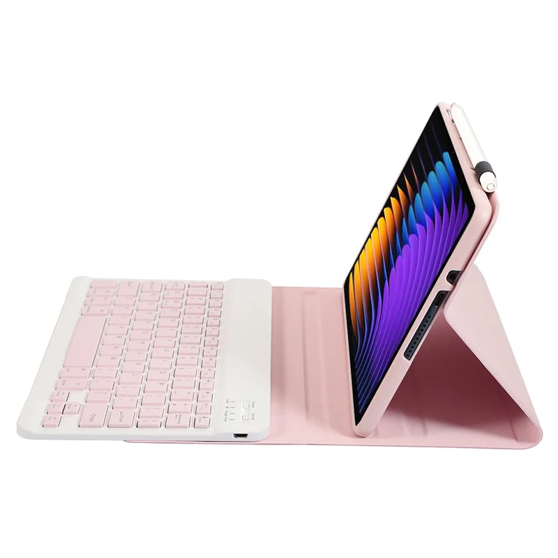 A0N13 For Xiaomi Pad 8 / 8 Pro / Poco Pad X1 / Pad 7 Pro / Pad 7 Leather+TPU Tablet Cover with Bluetooth-compatible Keyboard - Pink