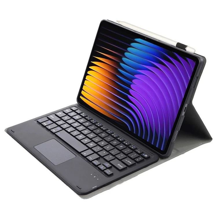 A0N13-A Para Xiaomi Pad 7 Pro / Pad 7 Capa de Tablet de Couro+TPU com Teclado Bluetooth com Touchpad - Preto