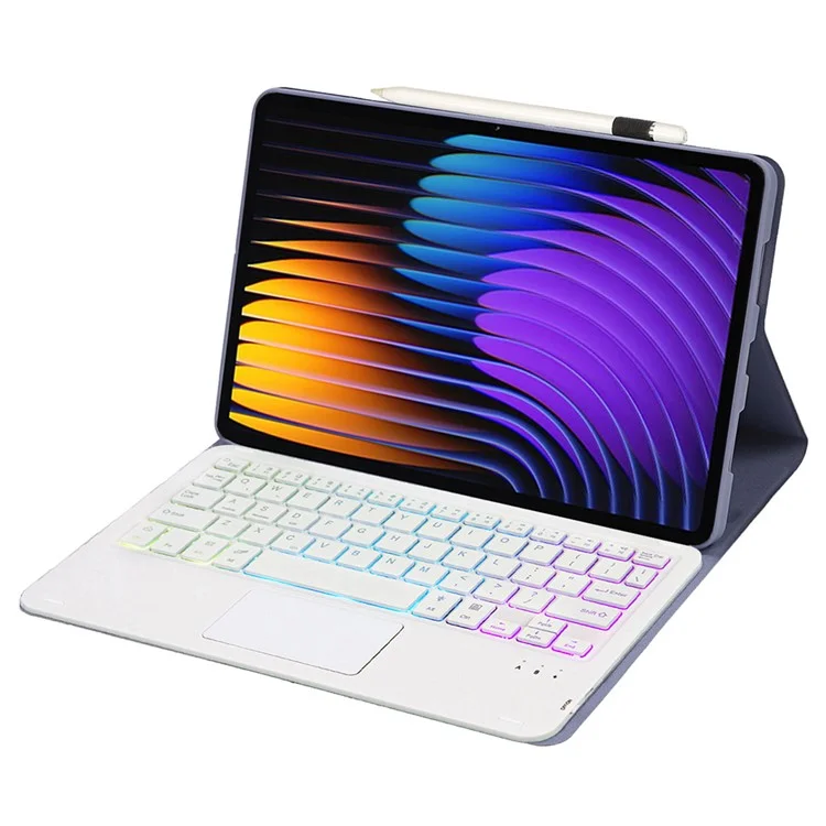 Custodia in pelle + TPU per Xiaomi Pad 7 / Pad 7 Pro con tastiera Bluetooth retroilluminata - Viola