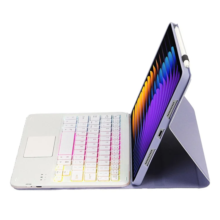 Custodia in pelle + TPU per Xiaomi Pad 7 / Pad 7 Pro con tastiera Bluetooth retroilluminata - Viola