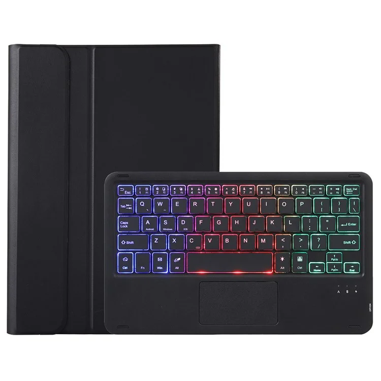 AH13-AS For Huawei MatePad SE 10.4-inch Leather Tablet Cover with Backlit Bluetooth-compatible Keyboard - Black