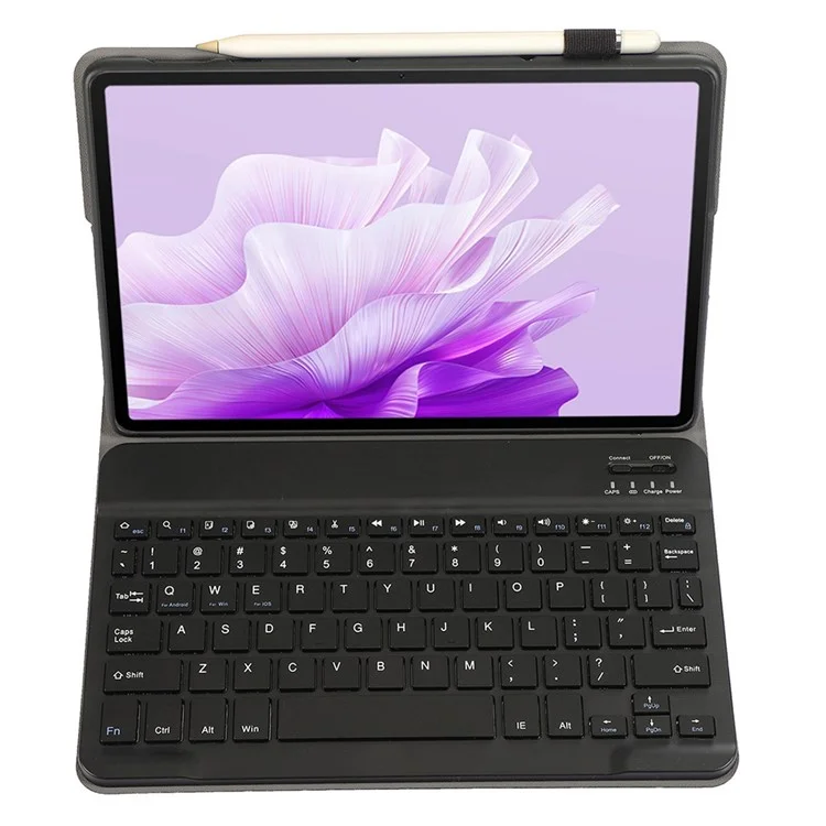 AH20 For Huawei MatePad 11.5 S Leather+TPU Ultra Thin Tablet Cover with Bluetooth-compatible Keyboard - Black