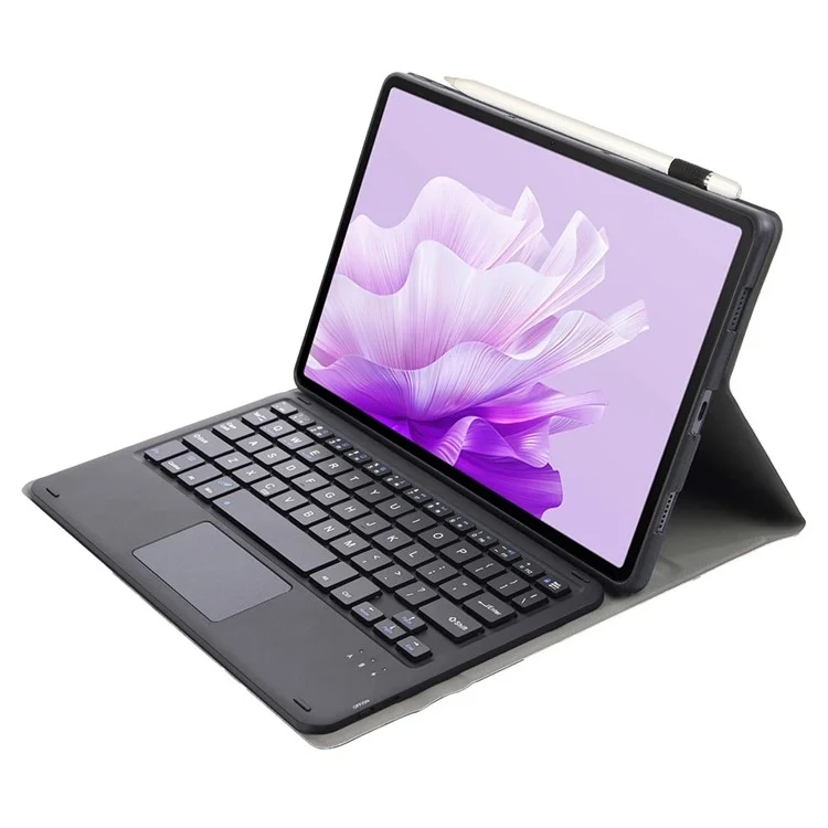 AH20-A For Huawei MatePad 11.5 S Leather+TPU Tablet Cover Bluetooth-compatible Keyboard Case with Touchpad - Black