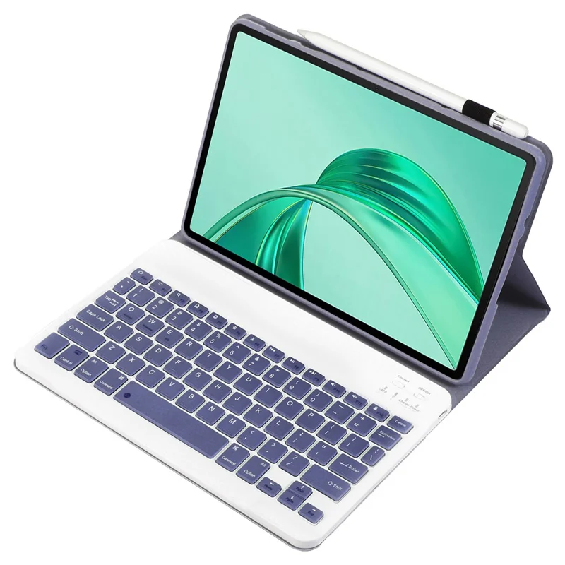AH25 For Honor Pad X9 / X8a Leather+TPU Ultra Thin Tablet Cover with Bluetooth-compatible Keyboard - Purple