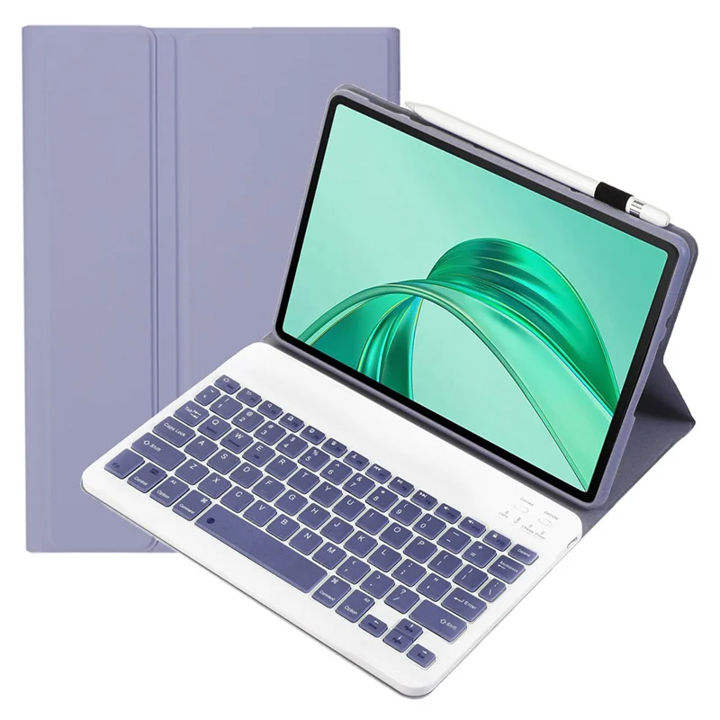 AH25 For Honor Pad X9 / X8a Leather+TPU Ultra Thin Tablet Cover with Bluetooth-compatible Keyboard - Purple