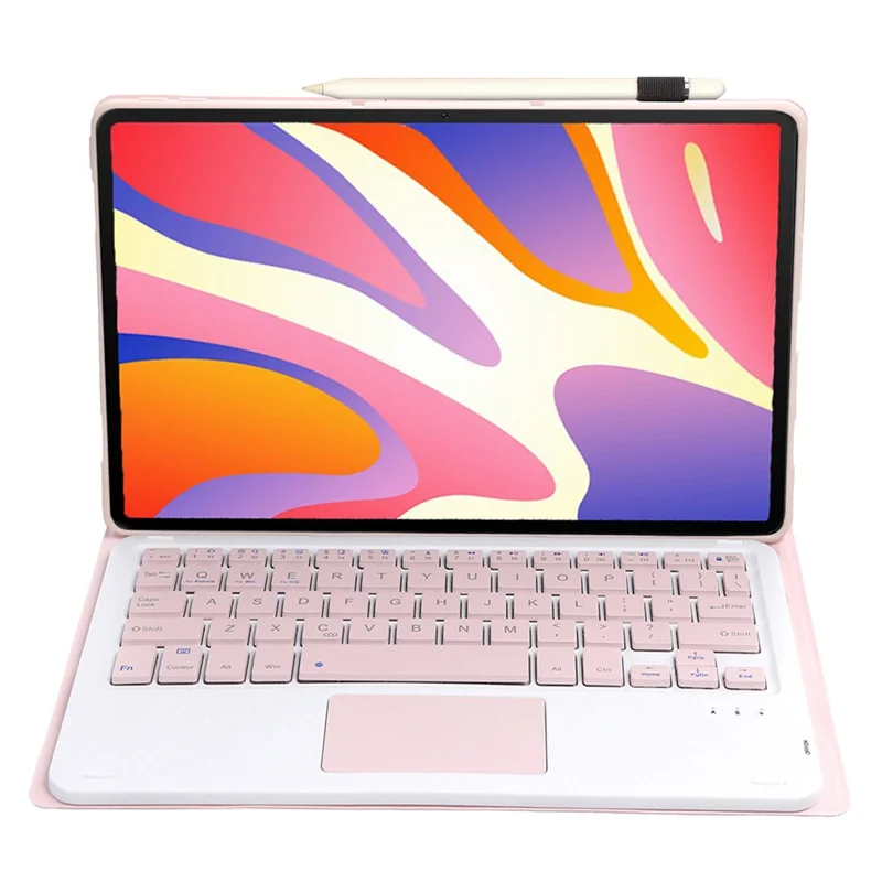 AH21-A For Huawei MatePad SE 11 Leather+TPU Tablet Cover with Touchpad Bluetooth-compatible Keyboard - Pink