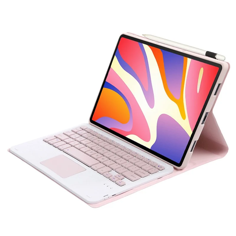 AH21-A For Huawei MatePad SE 11 Leather+TPU Tablet Cover with Touchpad Bluetooth-compatible Keyboard - Pink