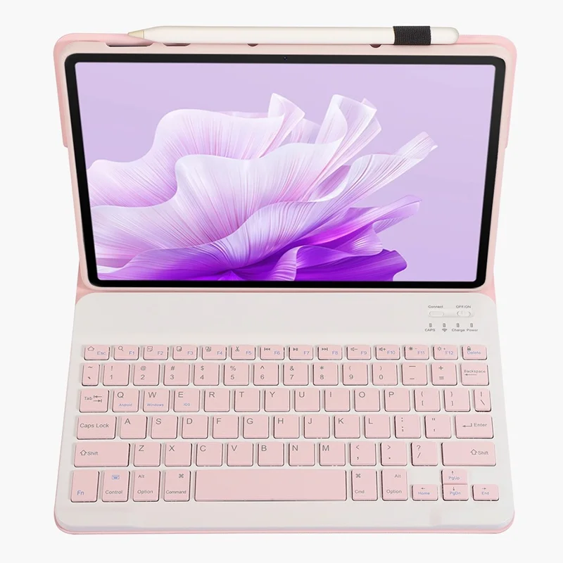 AH15 For Honor Pad X9 / X8 Pro Leather+TPU Tablet Cover with Bluetooth-compatible Keyboard - Pink