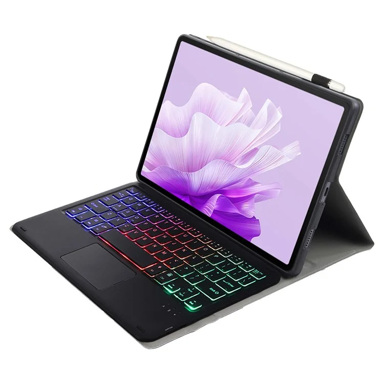 AH15-AS Funda para tablet Pad X9 / X8 Pro de For Honor con teclado Bluetooth y panel táctil, diseño retroiluminado de piel y TPU - Negro