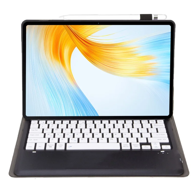 AH23 For Huawei MatePad Air (2024) Leather+TPU Tablet Cover with Bluetooth-compatible Keyboard - Black+White