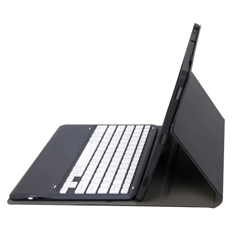 AH23 For Huawei MatePad Air (2024) Leather+TPU Tablet Cover with Bluetooth-compatible Keyboard - Black+White