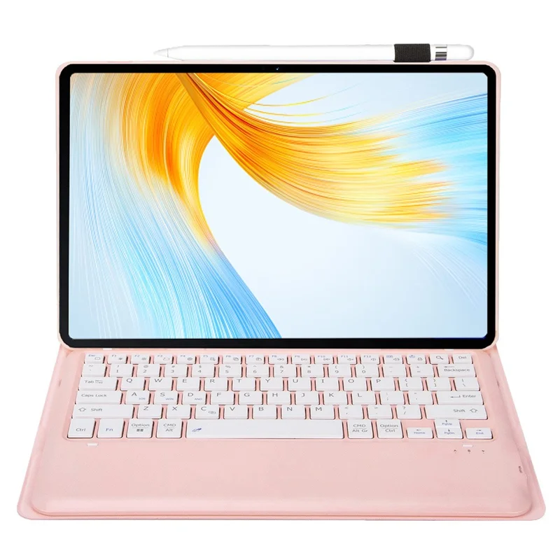 AH23 til Huawei MatePad Air (2024) Læder+TPU-tabletbeskytter med Bluetooth-kompatibel tastatur – Lyserød