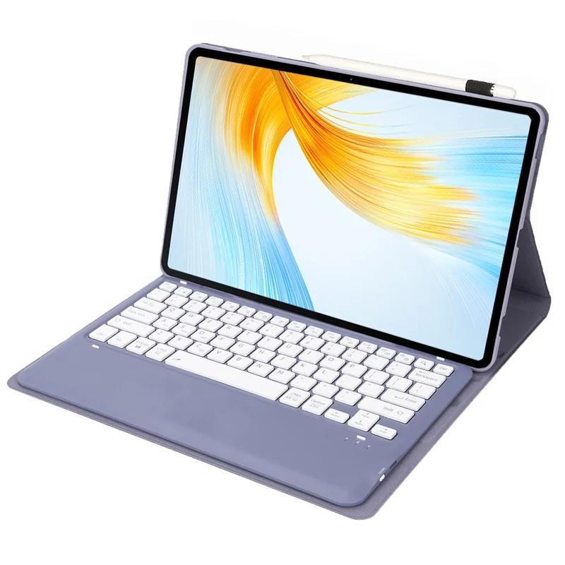 AH23 For Huawei MatePad Air (2024) Leather+TPU Tablet Cover with Bluetooth-compatible Keyboard - Purple