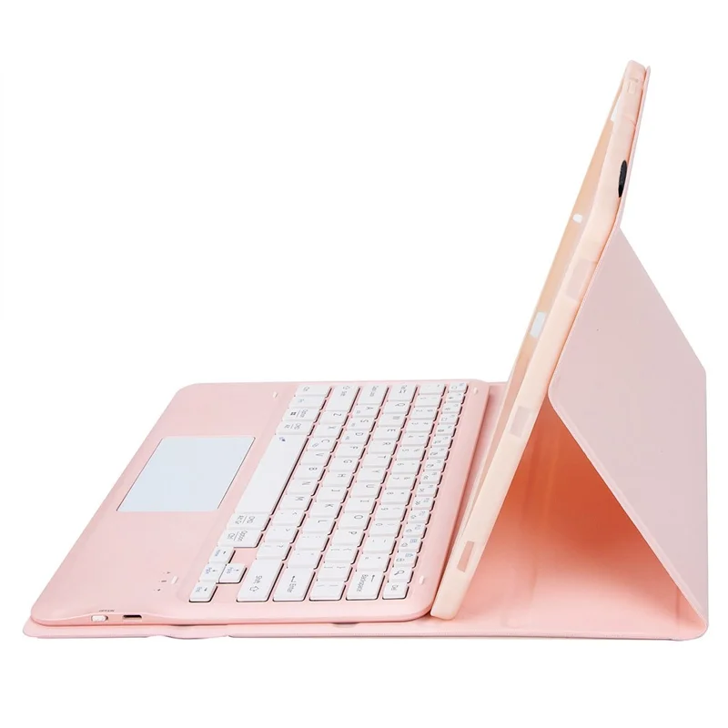 AH23-A For Huawei MatePad Air (2024) Leather+TPU Tablet Cover Bluetooth-compatible Keyboard Case with Touchpad - Pink