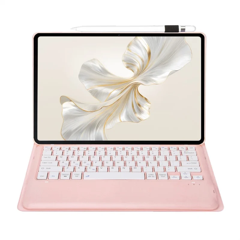 AH24 For Huawei MatePad Pro 12.2 (2024) Leather+TPU Tablet Cover with Bluetooth-compatible Keyboard - Pink
