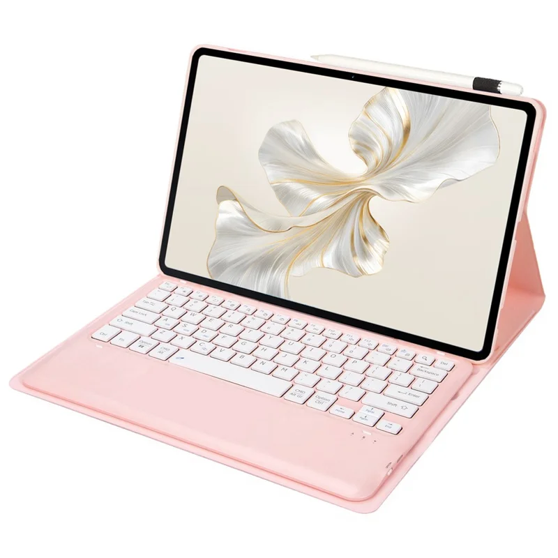 AH24 For Huawei MatePad Pro 12.2 (2024) Leather+TPU Tablet Cover with Bluetooth-compatible Keyboard - Pink
