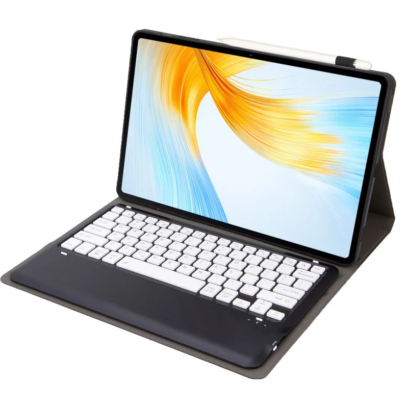 AH18 For Huawei MatePad Pro 13.2 Ultra-Thin Leather Tablet Stand Cover + Bluetooth-compatible Keyboard - Black  /  White