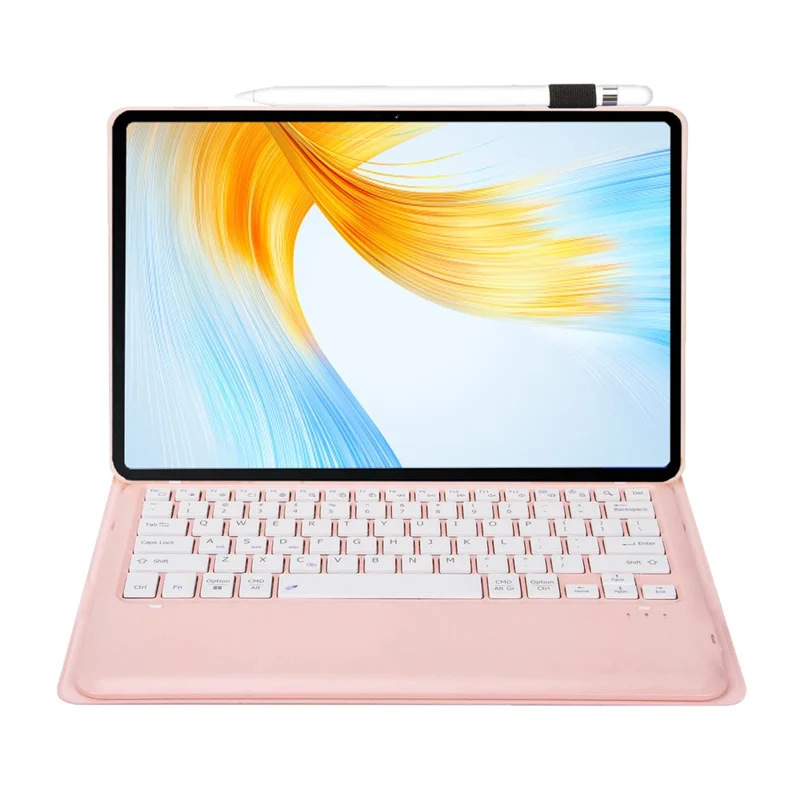 AH18 For Huawei MatePad Pro 13.2 Ultra-Thin Leather Tablet Stand Cover + Bluetooth-Compatible Keyboard - Pink