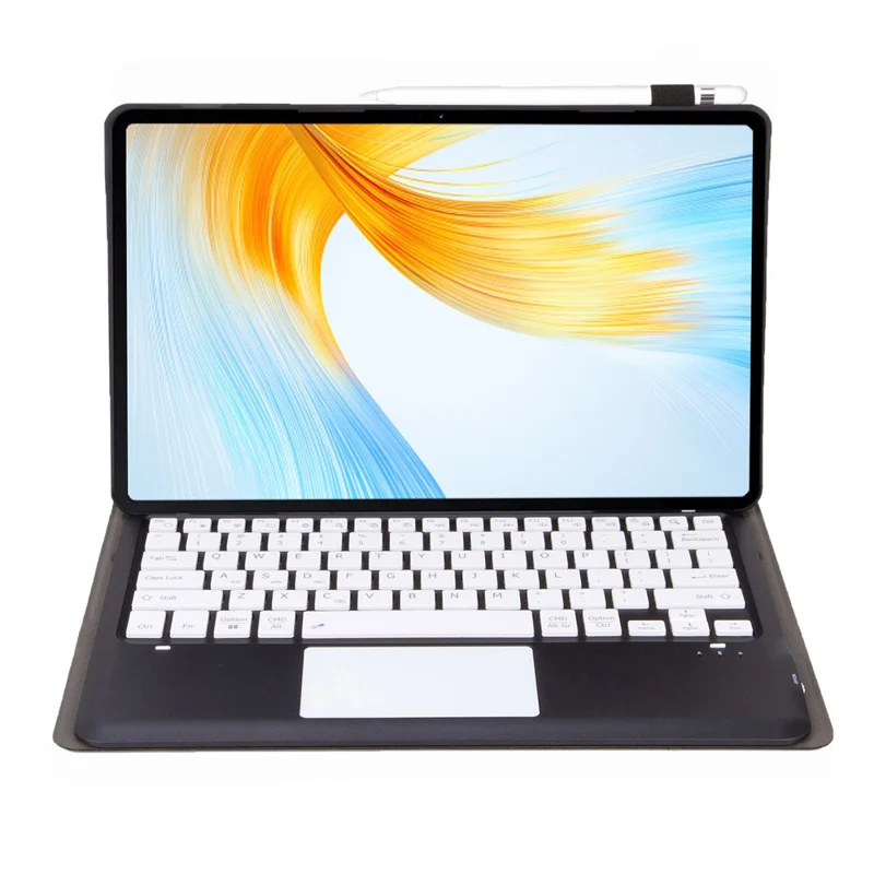 AH18-A Para capa de tablet de couro Huawei MatePad Pro 13.2 com teclado Bluetooth com touchpad - Preto+Branco