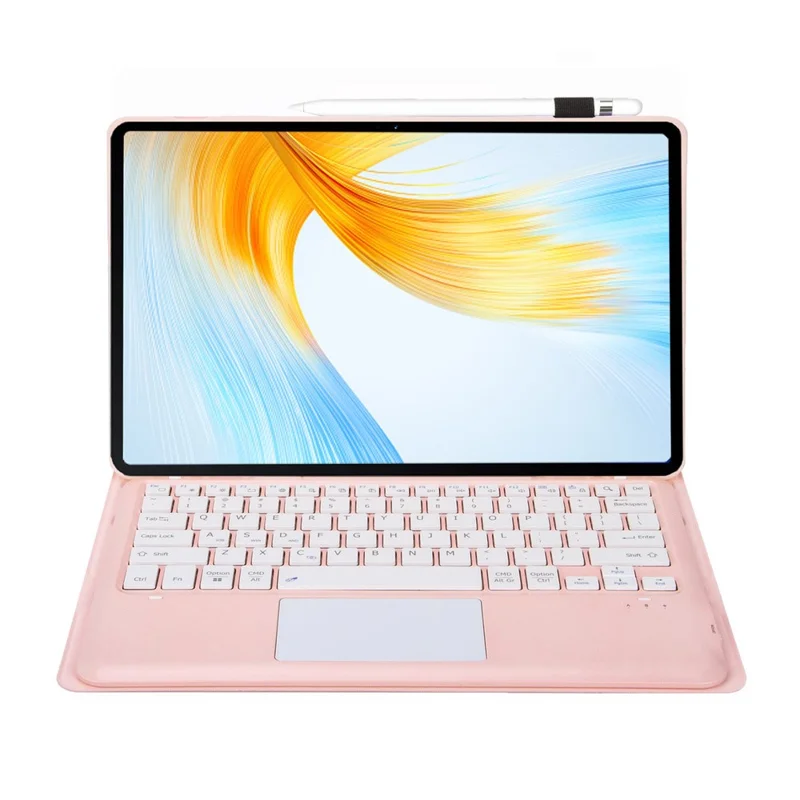 AH18-A For Huawei MatePad Pro 13.2 Leather Tablet Cover with Touchpad Bluetooth-compatible Keyboard - Pink