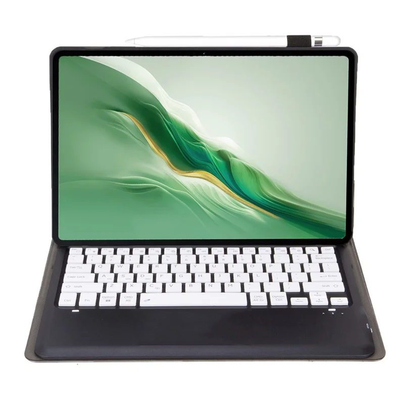 AH22 For Honor MagicPad 2 12.3 Ultra-Thin Leather Tablet Stand Cover + Bluetooth-Compatible Keyboard - Black  /  White