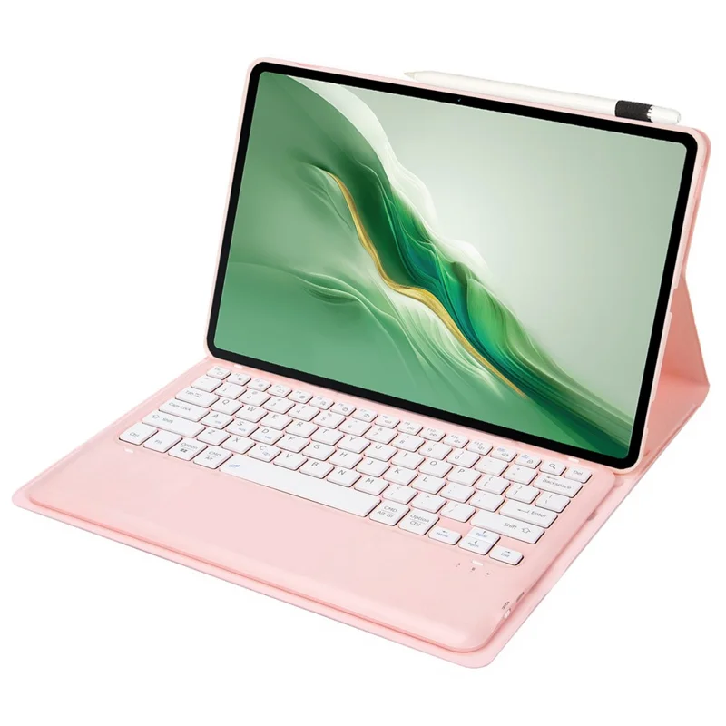 AH22 For Honor MagicPad 2 12.3 Ultra-Thin Leather Tablet Stand Cover + Bluetooth-compatible Keyboard - Pink