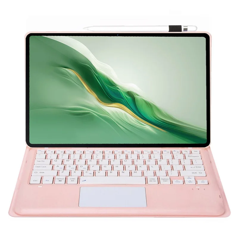 AH22-A For Honor MagicPad 2 12.3 Ultra-Thin Leather Tablet Cover + Bluetooth-compatible Keyboard with Touchpad - Pink