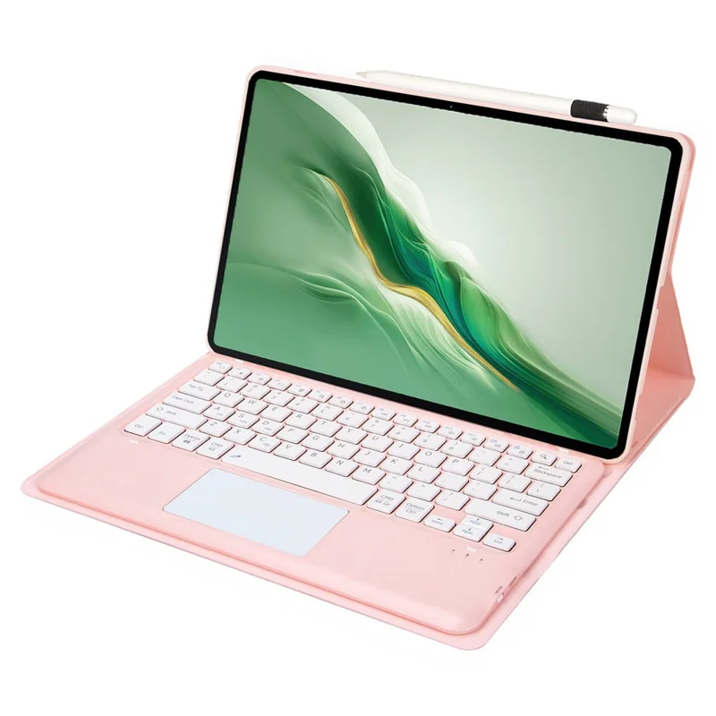 AH22-A For Honor MagicPad 2 12.3 Ultra-Thin Leather Tablet Cover + Bluetooth-compatible Keyboard with Touchpad - Pink