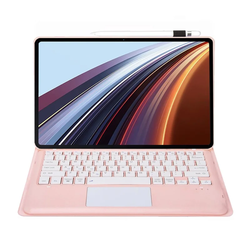 AH26-A For Honor Pad GT Pro Ultra-Thin Leather Tablet Cover + Bluetooth-compatible Keyboard with Touchpad - Pink